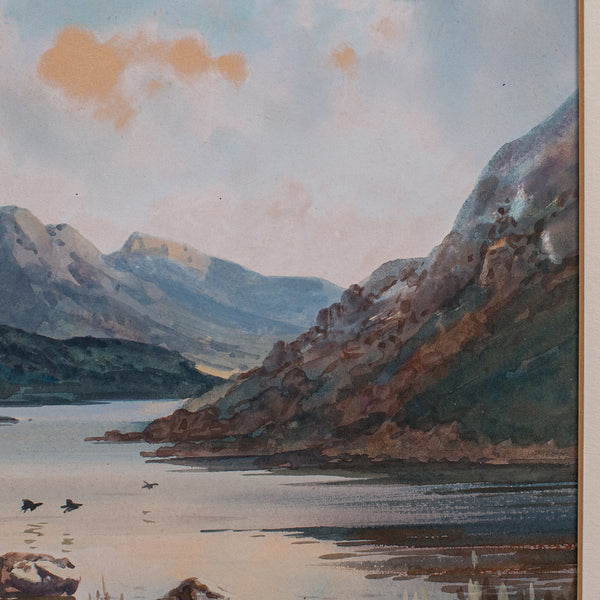 Antique Loch Landscape Painting, Scottish, Watercolour Art, Highlands Picture