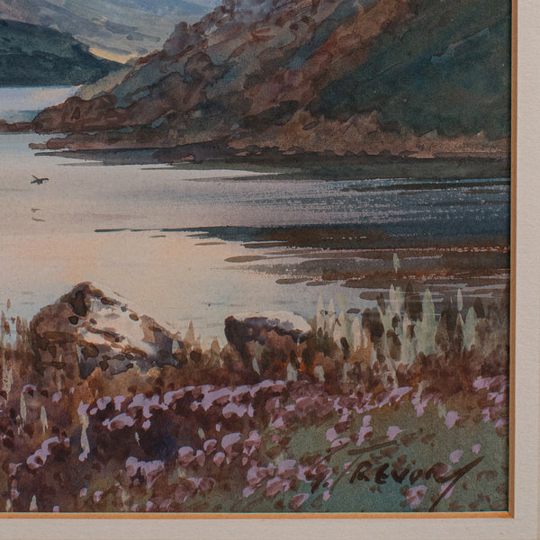 Antique Loch Landscape Painting, Scottish, Watercolour Art, Highlands Picture