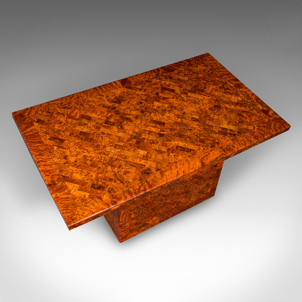 Vintage Marquetry Coffee Table, English Burr Yew, Art Deco, Modern, Circa 1940