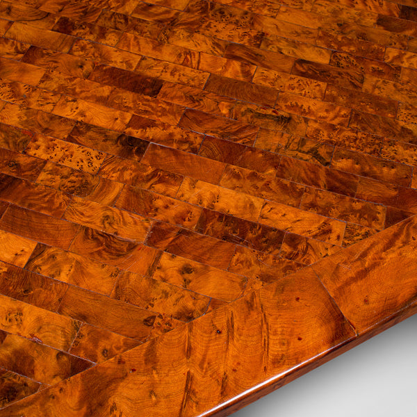 Vintage Marquetry Coffee Table, English Burr Yew, Art Deco, Modern, Circa 1940