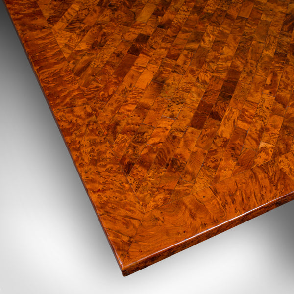 Vintage Marquetry Coffee Table, English Burr Yew, Art Deco, Modern, Circa 1940