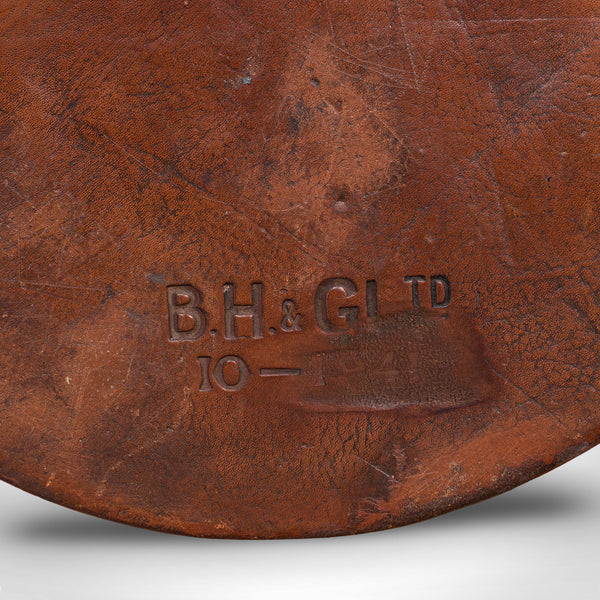 Vintage Drawing Room Waste Paper Basket, English, Leather Study Bin, Mid Century