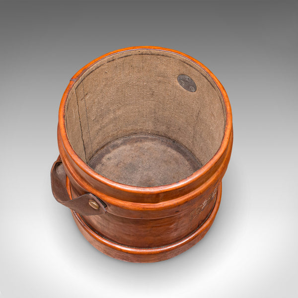 Vintage Drawing Room Waste Paper Basket, English, Leather Study Bin, Mid Century