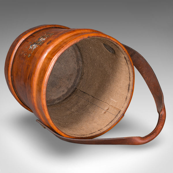 Vintage Drawing Room Waste Paper Basket, English, Leather Study Bin, Mid Century