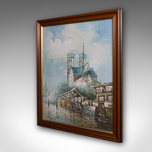 Vintage Paris Painting, French, Oil on Canvas, Notre Dame, Signed, Original Art