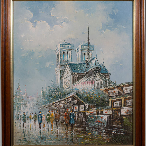 Vintage Paris Painting, French, Oil on Canvas, Notre Dame, Signed, Original Art