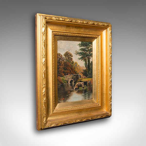 Antique River Landscape Painting, English School, Art, Oil on Canvas, Edwardian