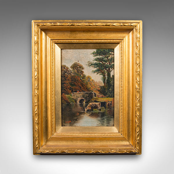 Antique River Landscape Painting, English School, Art, Oil on Canvas, Edwardian
