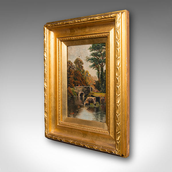 Antique River Landscape Painting, English School, Art, Oil on Canvas, Edwardian