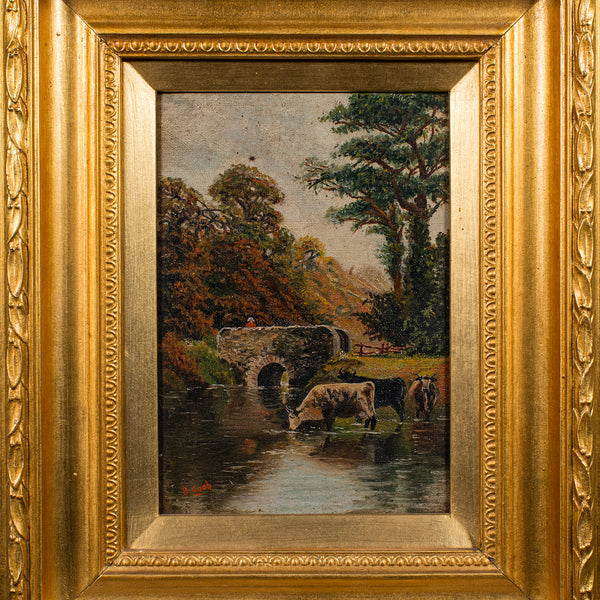 Antique River Landscape Painting, English School, Art, Oil on Canvas, Edwardian