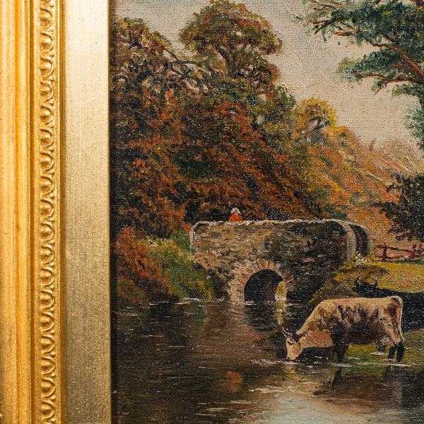Antique River Landscape Painting, English School, Art, Oil on Canvas, Edwardian