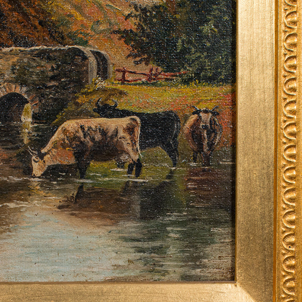 Antique River Landscape Painting, English School, Art, Oil on Canvas, Edwardian