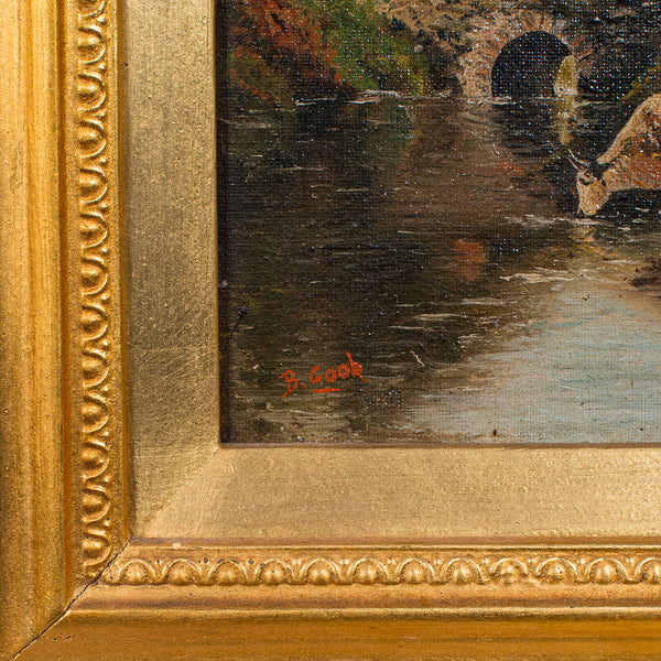 Antique River Landscape Painting, English School, Art, Oil on Canvas, Edwardian