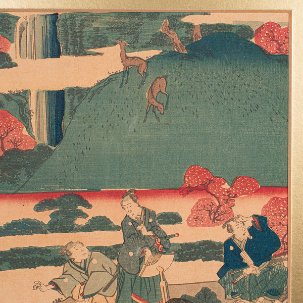 Antique Framed Woodblock Print, Japanese Art, Edo, Ukiyo-e, Kunisada, Victorian