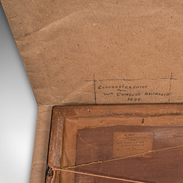 Antique Gloucestershire Map, Atlas, English, Robert Morden, Cartography, C.1700