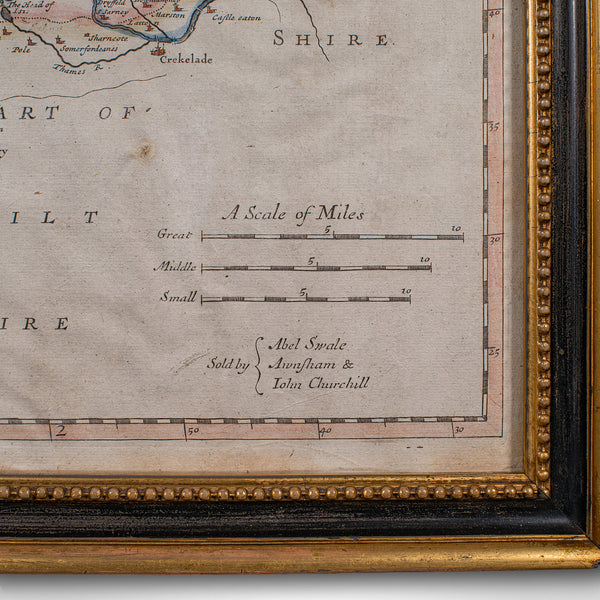 Antique Gloucestershire Map, Atlas, English, Robert Morden, Cartography, C.1700