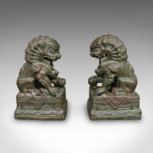 Pair of Vintage Dog of Fo Bookends, Oriental, Bronze, Book Rest, Art Deco, 1930