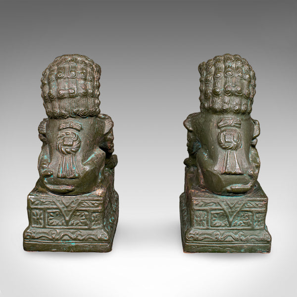 Pair of Vintage Dog of Fo Bookends, Oriental, Bronze, Book Rest, Art Deco, 1930