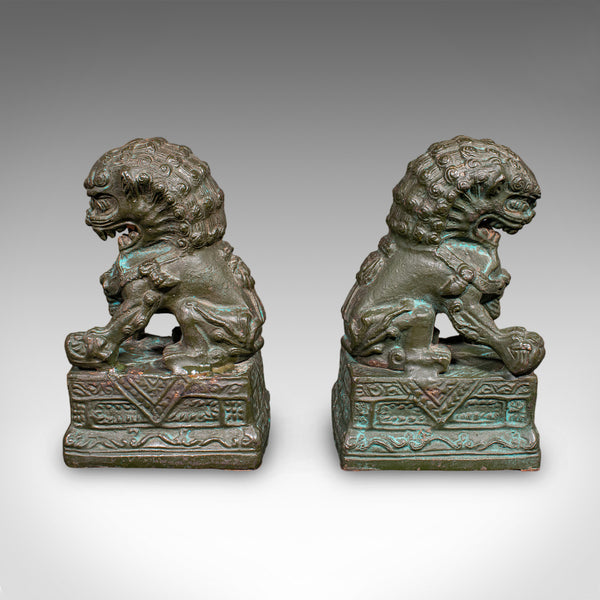 Pair of Vintage Dog of Fo Bookends, Oriental, Bronze, Book Rest, Art Deco, 1930