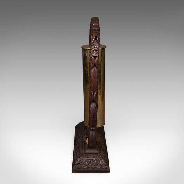 Large Vintage Alarm Gong, Oriental, Hardwood Chime Stand, Brass, Art Deco, 1930