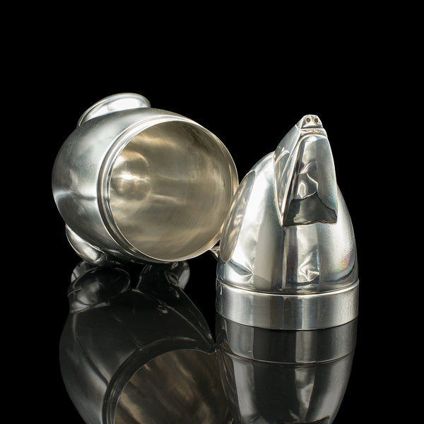 Vintage Polar Bear Cocktail Shaker, American, Silver Plate, Bar Mixer, Art Deco