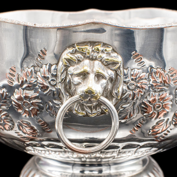 Vintage Punch Bowl, English, Silver Plate, Ice Dish, Cooler, Trophy, Art Deco