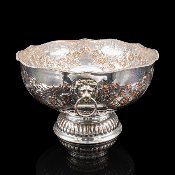 Vintage Punch Bowl, English, Silver Plate, Ice Dish, Cooler, Trophy, Art Deco