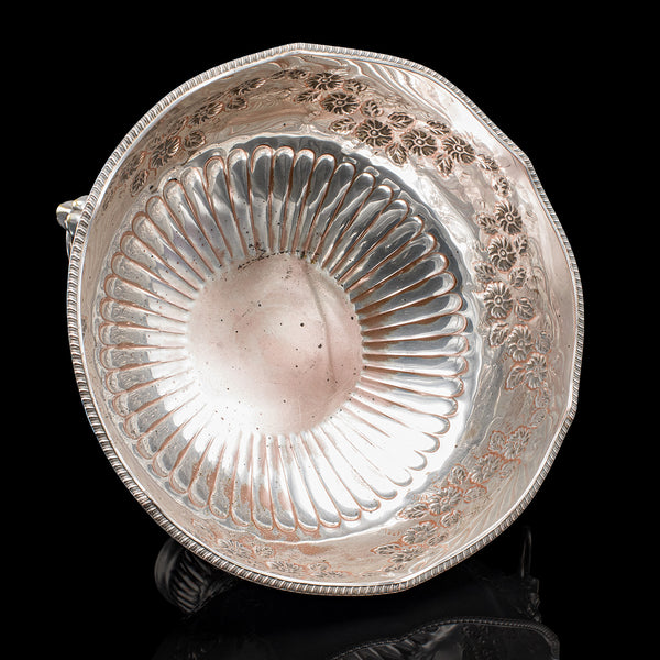 Vintage Punch Bowl, English, Silver Plate, Ice Dish, Cooler, Trophy, Art Deco