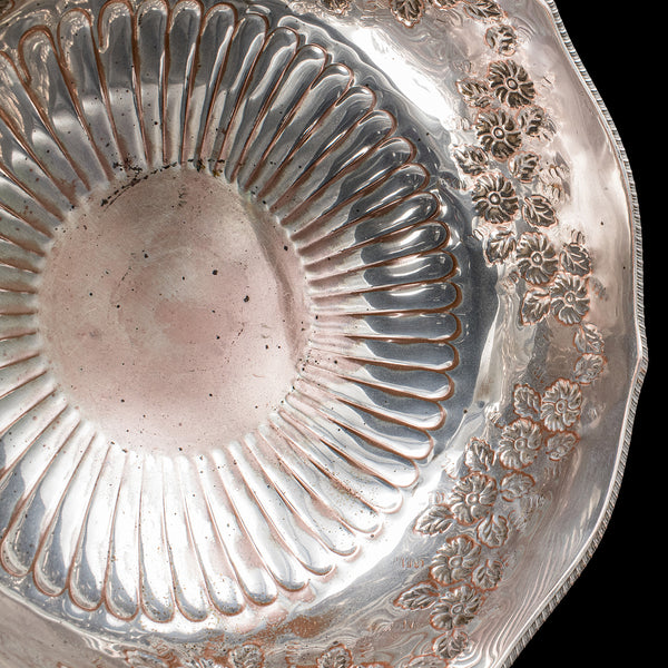 Vintage Punch Bowl, English, Silver Plate, Ice Dish, Cooler, Trophy, Art Deco