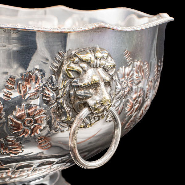 Vintage Punch Bowl, English, Silver Plate, Ice Dish, Cooler, Trophy, Art Deco