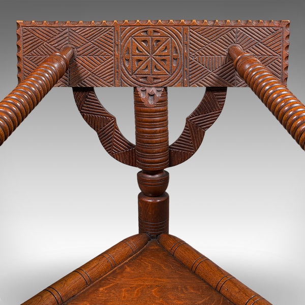 Antique Turner's Chair, English, Oak, Old Saxon, Elbow Seat, Victorian, C.1900