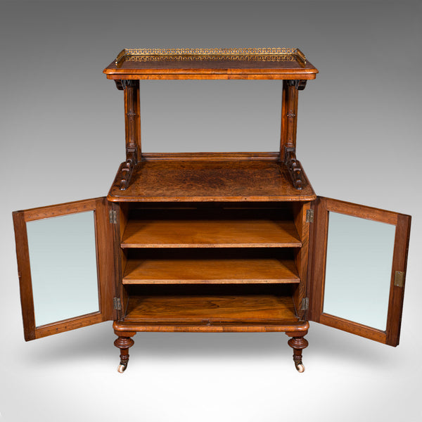 Antique Pianist's Lounge Server, English, Burr Walnut, Music Cabinet, Victorian