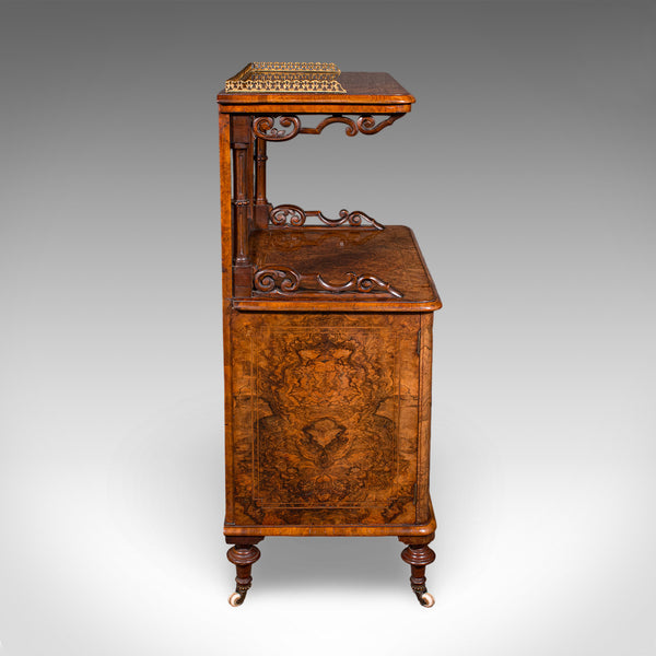 Antique Pianist's Lounge Server, English, Burr Walnut, Music Cabinet, Victorian