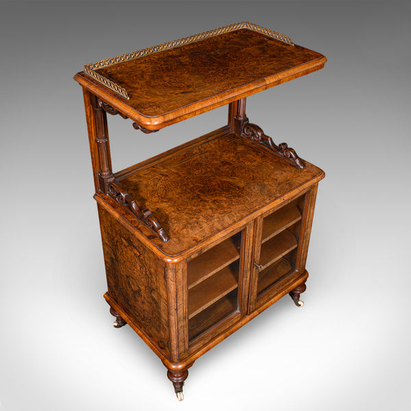 Antique Pianist's Lounge Server, English, Burr Walnut, Music Cabinet, Victorian
