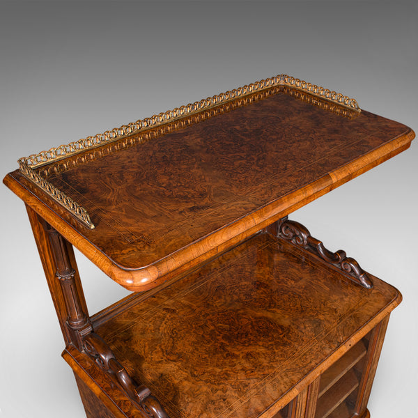 Antique Pianist's Lounge Server, English, Burr Walnut, Music Cabinet, Victorian