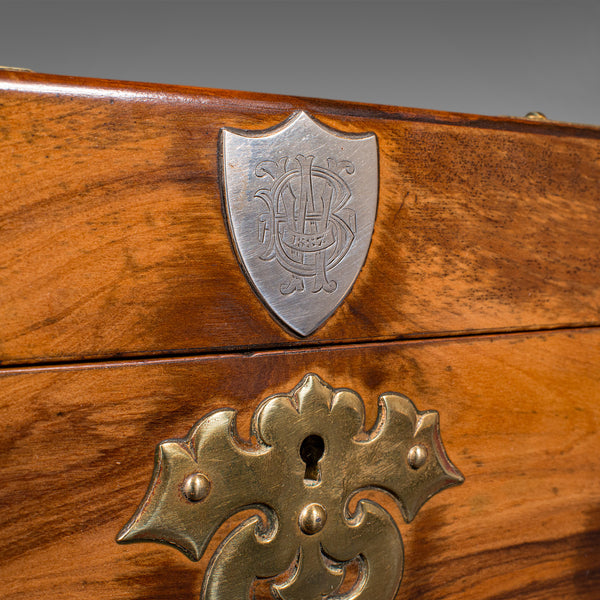 Antique Gothic Revival Sewing Case, Scottish, Walnut, Brass, Workbox, Victorian - London Fine Antiques