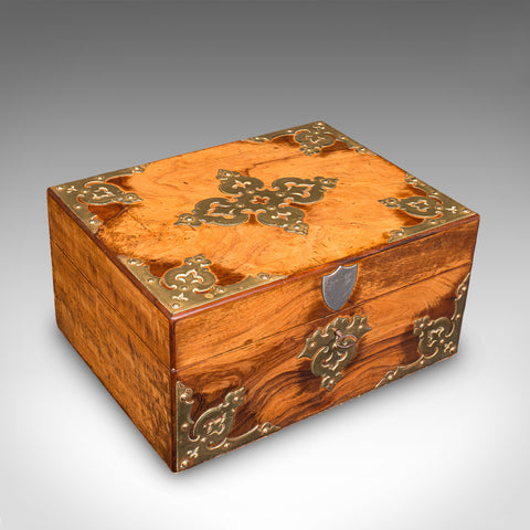 Antique Gothic Revival Sewing Case, Scottish, Walnut, Brass, Workbox, Victorian - London Fine Antiques