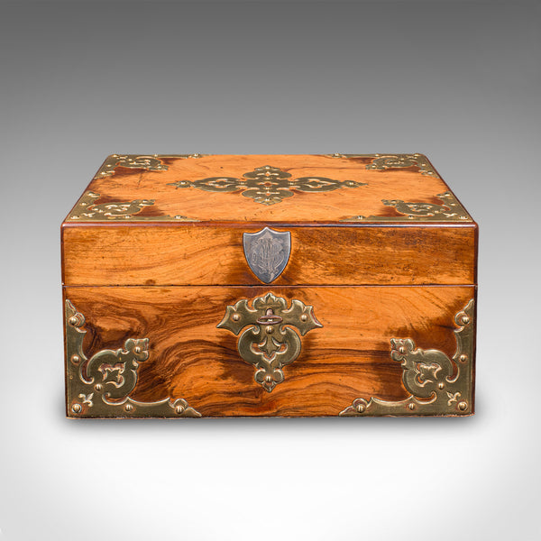 Antique Gothic Revival Sewing Case, Scottish, Walnut, Brass, Workbox, Victorian - London Fine Antiques