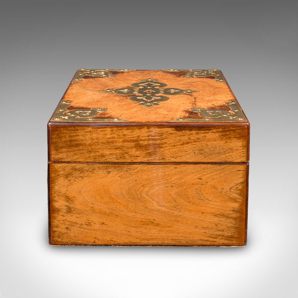 Antique Gothic Revival Sewing Case, Scottish, Walnut, Brass, Workbox, Victorian - London Fine Antiques