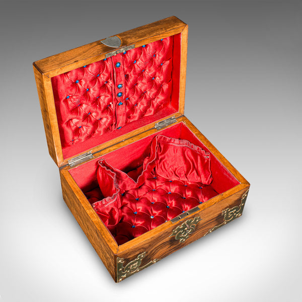 Antique Gothic Revival Sewing Case, Scottish, Walnut, Brass, Workbox, Victorian - London Fine Antiques