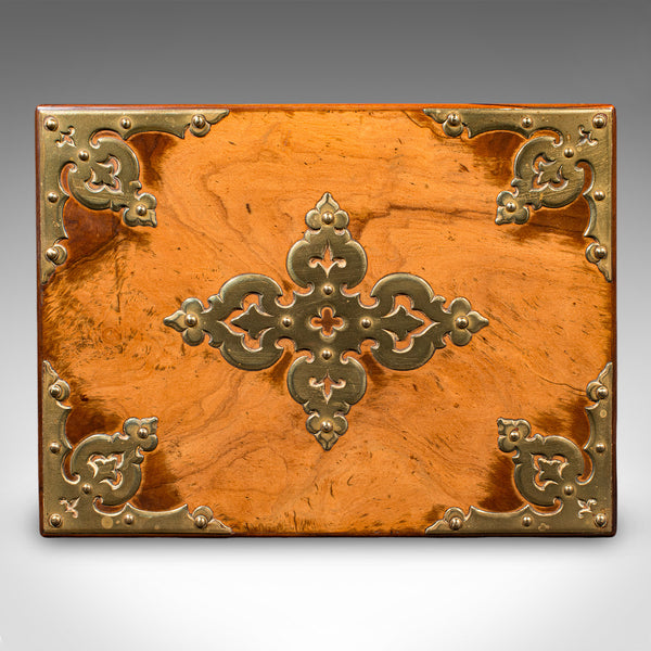 Antique Gothic Revival Sewing Case, Scottish, Walnut, Brass, Workbox, Victorian - London Fine Antiques