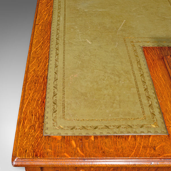 Antique Estate Manager's Kneehole Desk, Scottish, Oak, Country House, Victorian