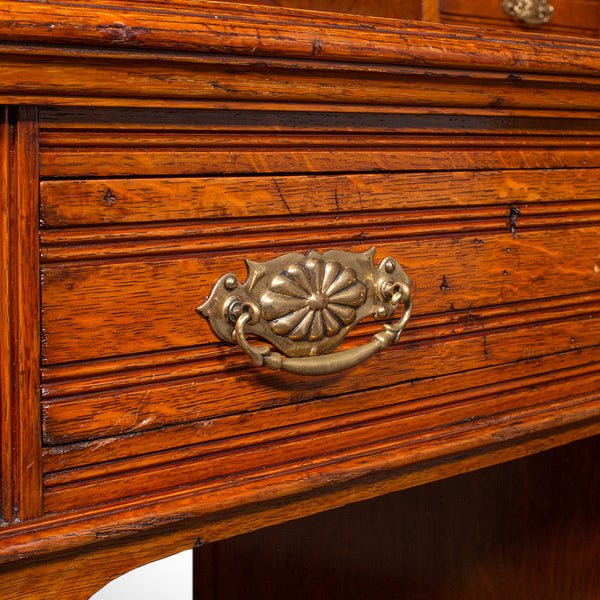 Antique Estate Manager's Kneehole Desk, Scottish, Oak, Country House, Victorian
