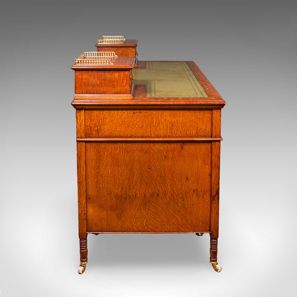 Antique Estate Manager's Kneehole Desk, Scottish, Oak, Country House, Victorian