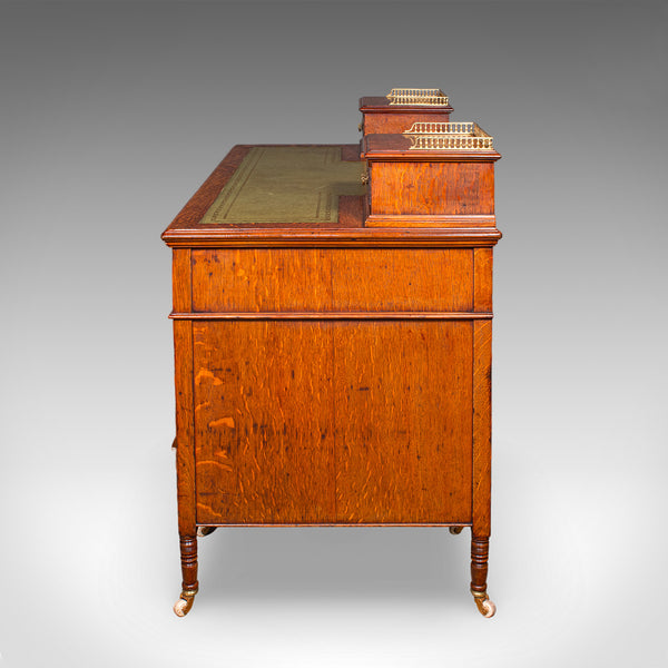 Antique Estate Manager's Kneehole Desk, Scottish, Oak, Country House, Victorian