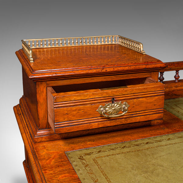 Antique Estate Manager's Kneehole Desk, Scottish, Oak, Country House, Victorian