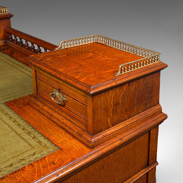 Antique Estate Manager's Kneehole Desk, Scottish, Oak, Country House, Victorian