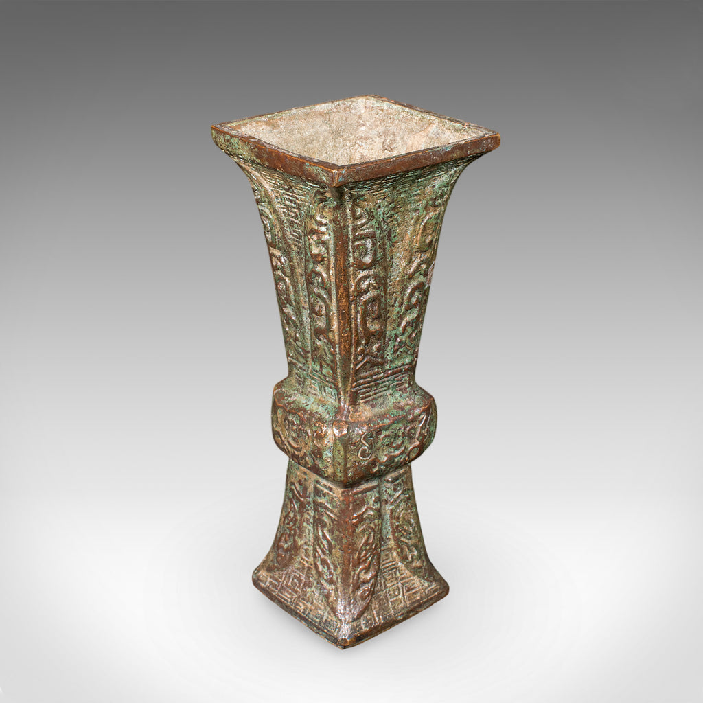 Antique Gu Ritual Vessel, Oriental, Bronze, Ceremonial, Posy Vase, Victorian