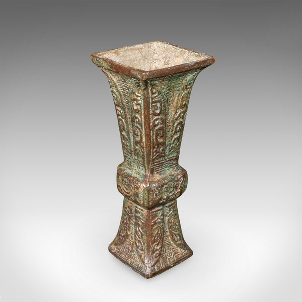 Antique Gu Ritual Vessel, Oriental, Bronze, Ceremonial, Posy Vase, Victorian