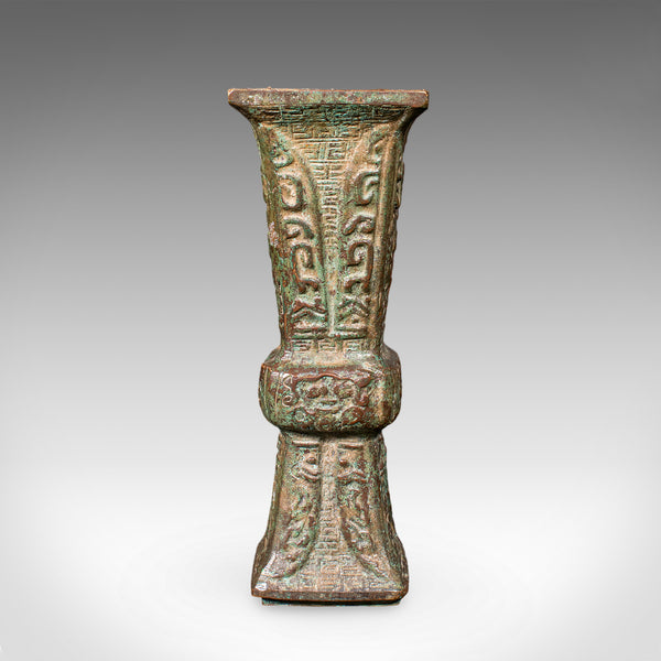 Antique Gu Ritual Vessel, Oriental, Bronze, Ceremonial, Posy Vase, Victorian